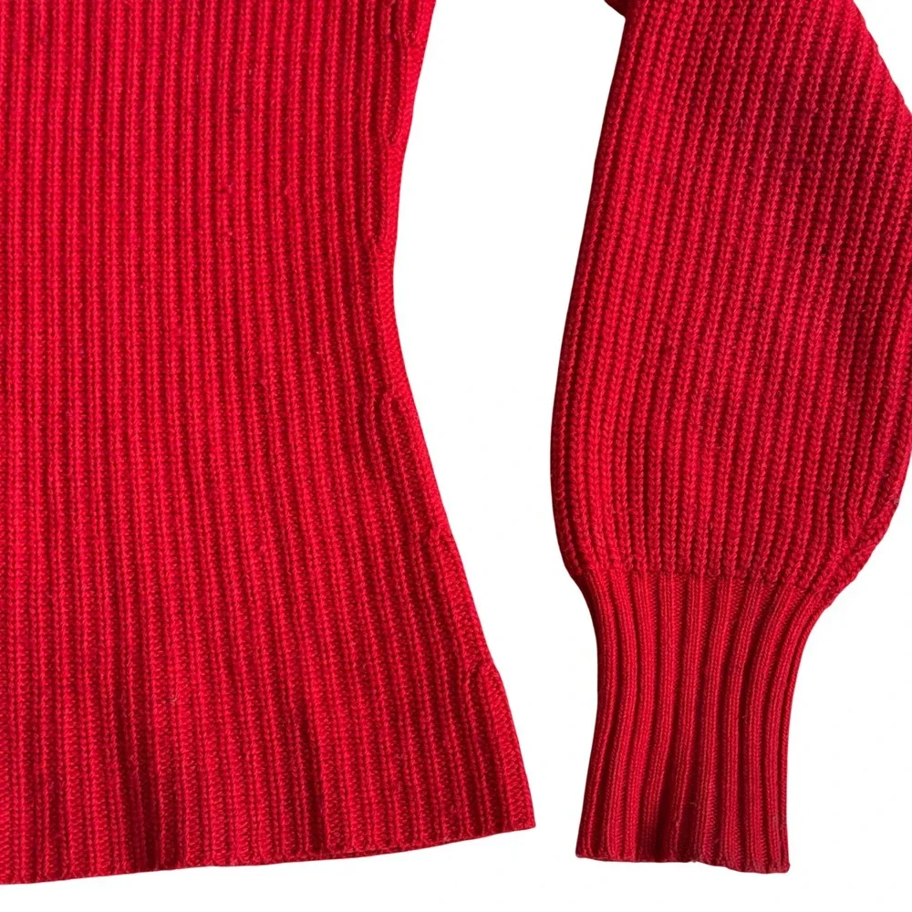 Tory Burch Red Ribbed Knit Long Sleeve Crew Neck‎ Sweater Women's size XS/TP